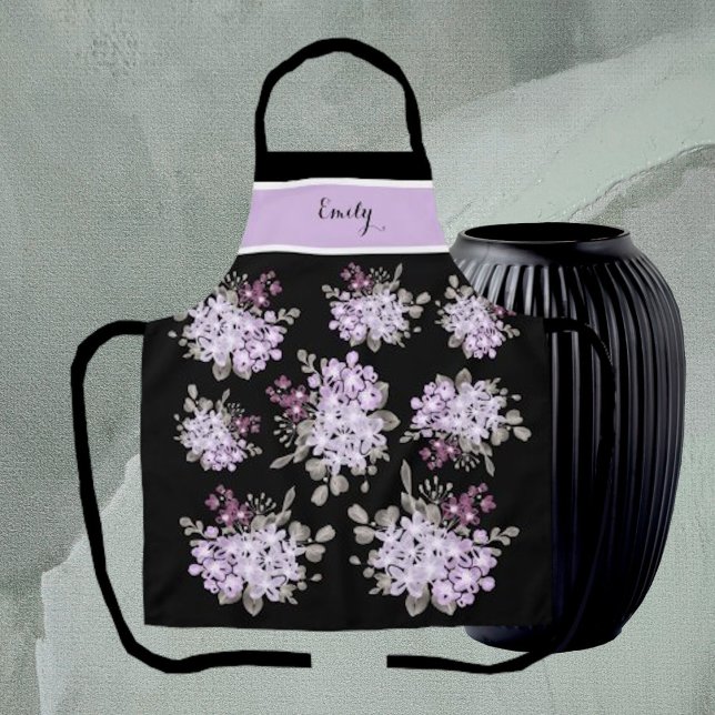 Tablier Fleur sauvage de noir et de lavande Floral Bouquet (Créateur téléchargé)