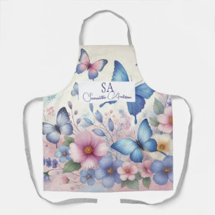 Tablier Fleur sauvage et papillon personnalisé N