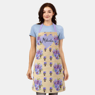 Tablier Fleur Violette Viola Pansy Jaune Noël Nom