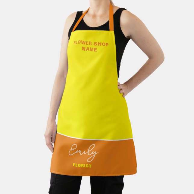 Tablier Fleuriste Boutique Nom Employé Orange jaune (Insitu)