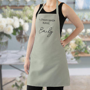 Tablier Fleuriste Boutique Nom Employé Sage Vert