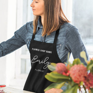 Tablier Fleuriste Nom commercial Employé Blanc Noir