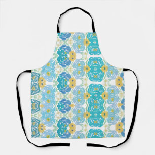 Tablier Fleurs aquarelles bleues et jaunes