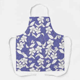 Tablier Fleurs blanches modernes dessinées à la main sur u