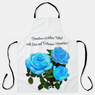Tablier Fleurs bleues roses bleues