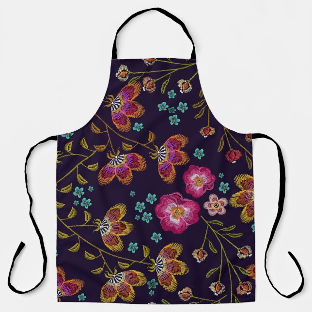 Tablier Fleurs brodées : mode sans couture motif (Recto)