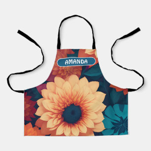 Tablier Fleurs circulaires Aquarelle Motif colorée