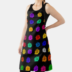 Tablier Fleurs colorées Boho noir Floral Chic Modèle