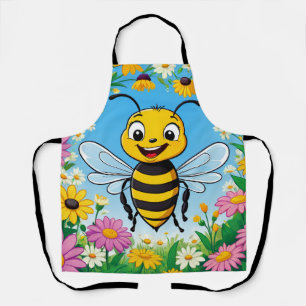 Tablier Fleurs colorées d'abeille de dessin