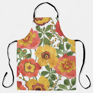 Tablier Fleurs colorées : motif d'aquarelle d'été.