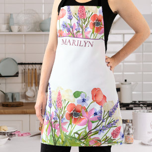 Tablier Fleurs d'aquarelle - Cadeau personnalisé Ami d'ann