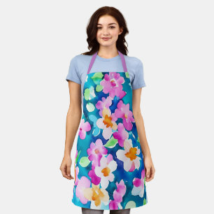 Tablier Fleurs d'aquarelle rose et jolie