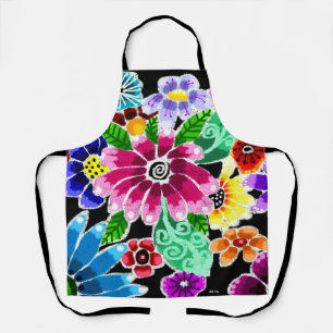 Tablier Fleurs d'art folklorique génoise multicolore