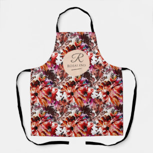 Tablier Fleurs de Bourgogne répétées Motif Monogrammé