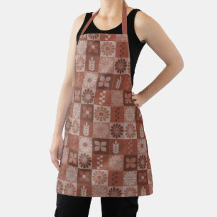 Tablier Fleurs de Burlap Brown rustiques Motif Feuille Apr