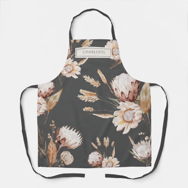 Tablier Fleurs de crème Boho personnalisées en terre cuite (Recto)