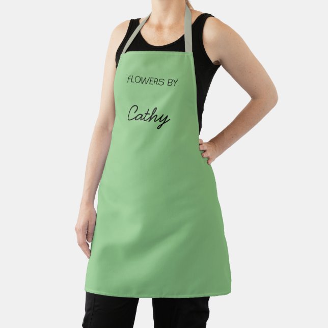 Tablier Fleurs de fleuriste par nom Script Green Apron (Insitu)