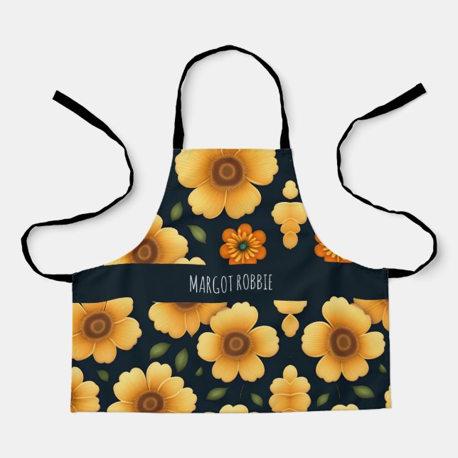 Tablier Fleurs de jonquille Jaune Motif Floral (Recto)