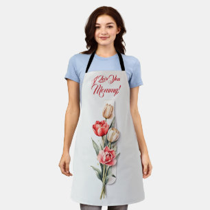 Tablier Fleurs de la Fête des Mères Tulipes Aquarelle