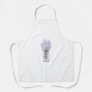 Tablier Fleurs de Lavande dans un Pot Mason Aquarelle Tabl