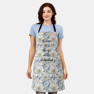 Tablier Fleurs de Lotus Bleues Blances
