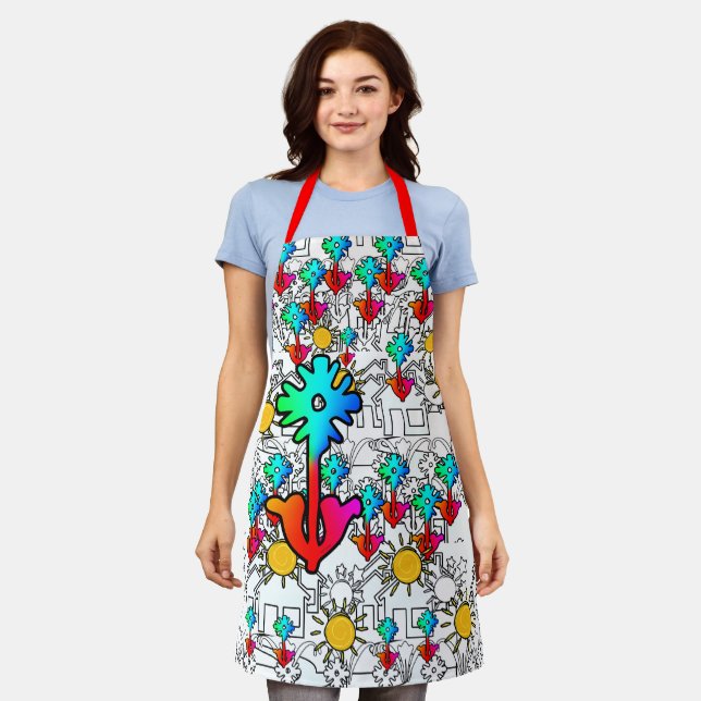 Tablier Fleurs de Maison Ensoleillées (Porté)