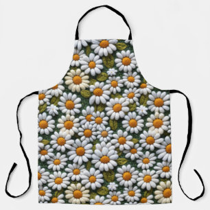 Tablier Fleurs de marguerites blanches au crochet Printemp
