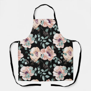Tablier Fleurs de pavot noir