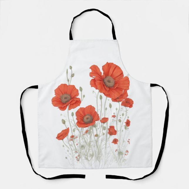 Tablier Fleurs de pavot orange (Recto)