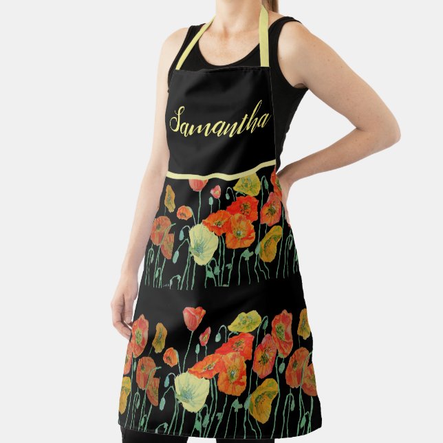 Tablier Fleurs de pavot Pavot Floral Aquarelle Art Apron (Insitu)