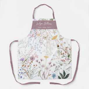 Tablier Fleurs de prairie blanc violet