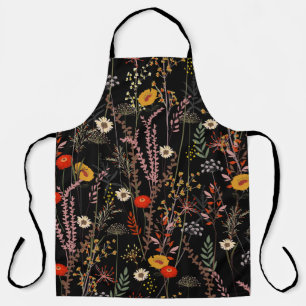 Tablier Fleurs de prairie en floraison main tiré