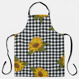 Tablier Fleurs de soleil, chevalet de buffle blanc noir, f