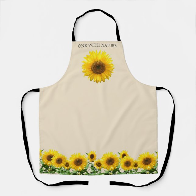 Tablier Fleurs de soleil élégantes sur beige clair (Recto)