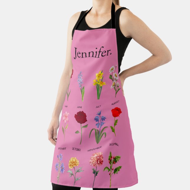 Tablier Fleurs du mois de naissance personnalisées Tous le (Insitu)