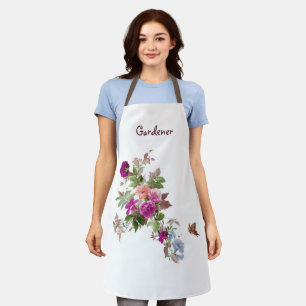Tablier Fleurs et jardinier papillon Personnalisé 