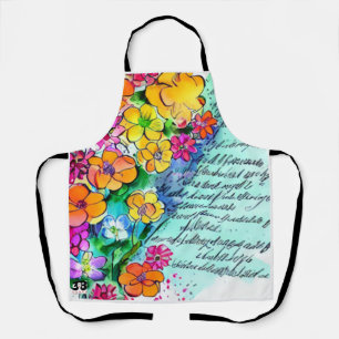 Tablier Fleurs et lettres