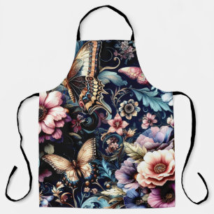 Tablier Fleurs et papillons de printemps antiques