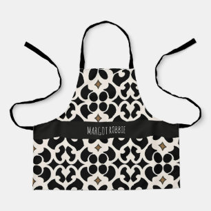 Tablier Fleurs Feuille Noir Motif moderne