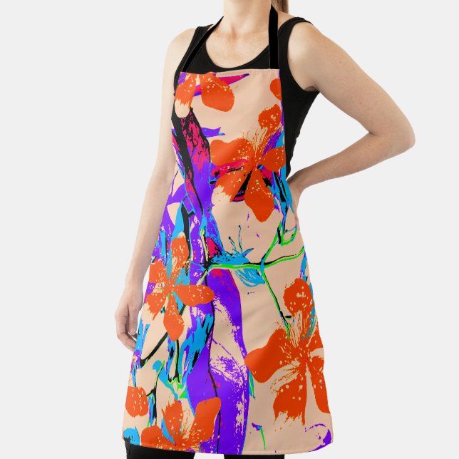 Tablier Fleurs Hawaii rose et violet (Insitu)