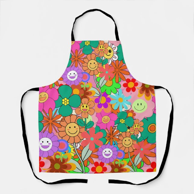 Tablier Fleurs hippies Boho Super rétros (Recto)