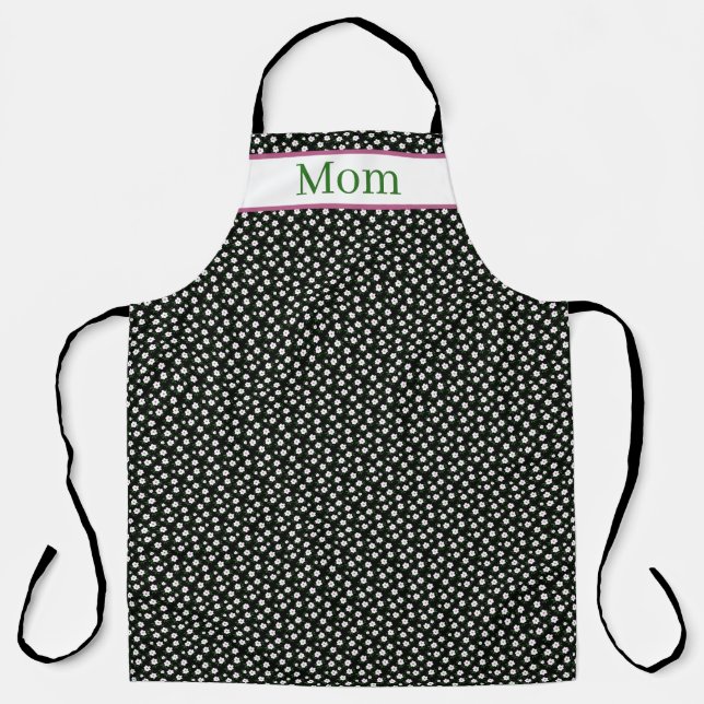 Tablier Fleurs joyeuses noires (Recto)