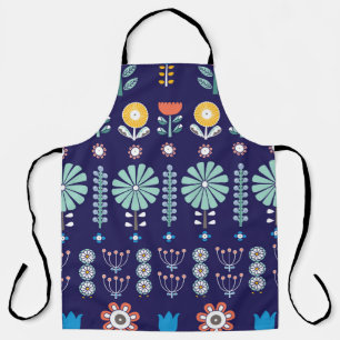 Tablier Fleurs linéaires scandinaves, motif d'été