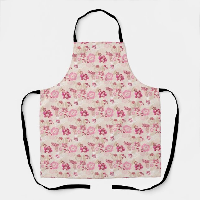 Tablier Fleurs modernes roses mignonnes motif Haut basket (Recto)