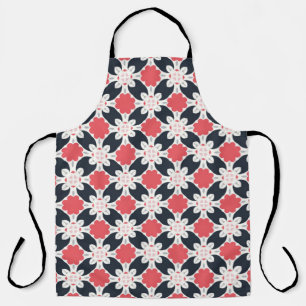 Tablier Fleurs noires et Motif de fleurs roses