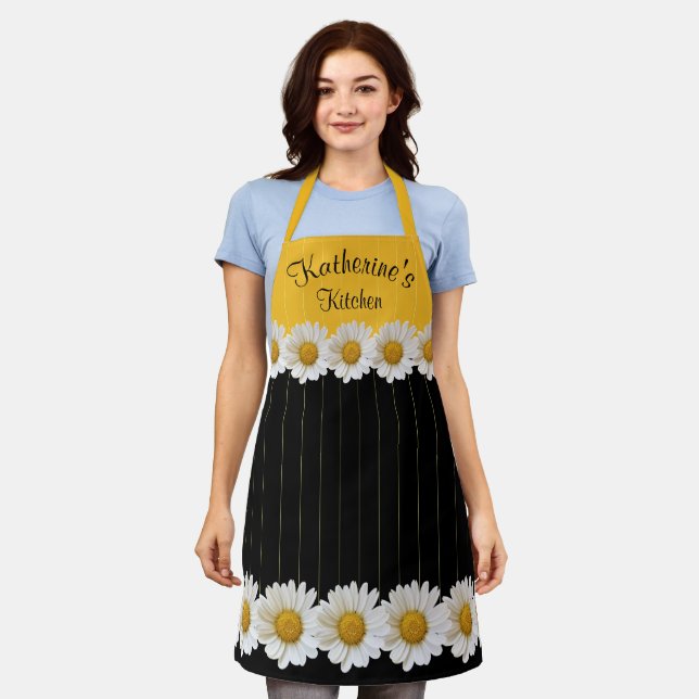 Tablier Fleurs personnalisées Jaunes et Noires (Porté)