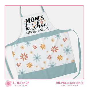 Tablier Fleurs rétro La cuisine de maman assaisonnée d'amo