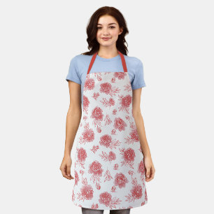 Tablier Fleurs Rouges Chic  