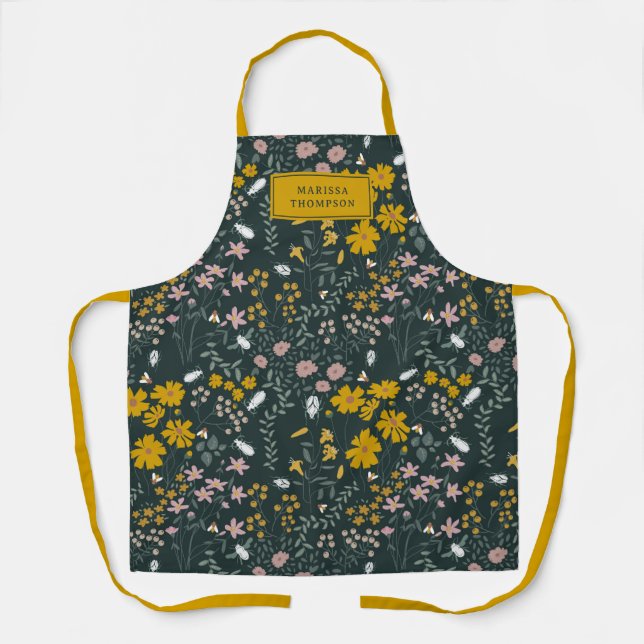 Tablier Fleurs sauvages bohémiens de la moutarde (Recto)