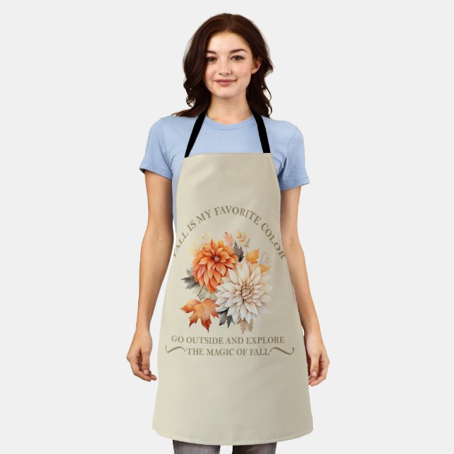 Tablier Fleurs sauvages d'aquarelle feuilles automne citat (Porté)
